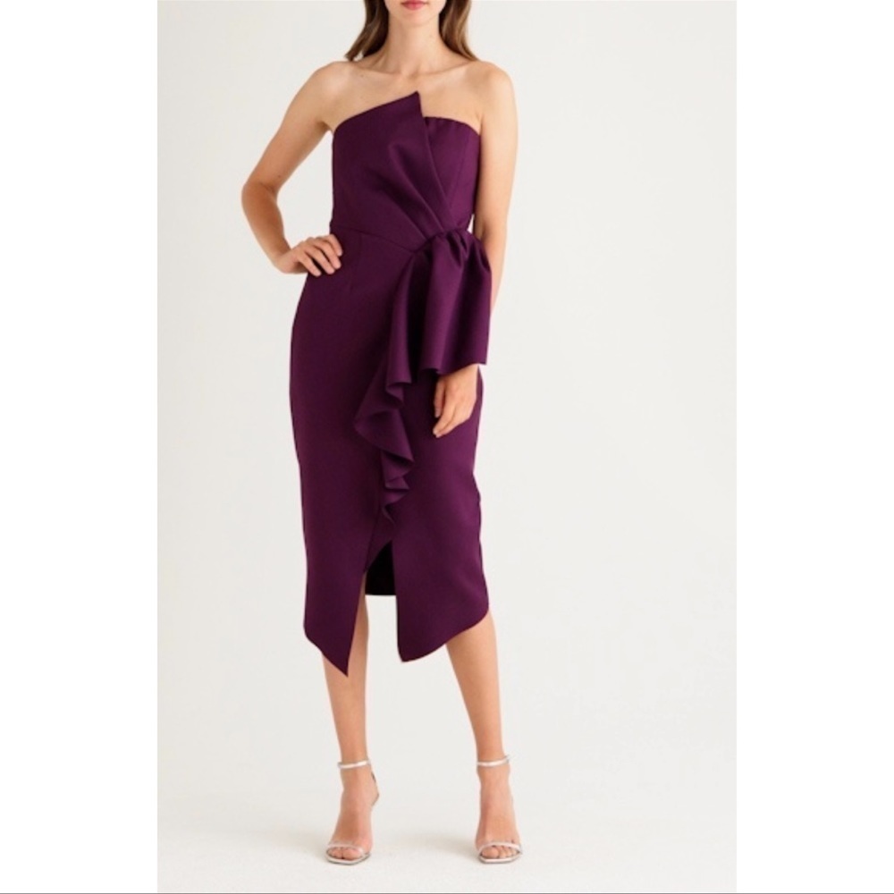 ELLIATT Reception Cascade Ruffle Strapless Cocktail Dress